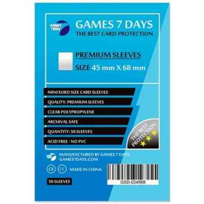 Протектор для карт Games7Days 45 х 68 мм, Mini Euro, 50 шт (PREMIUM) (GSD-024568) Винница