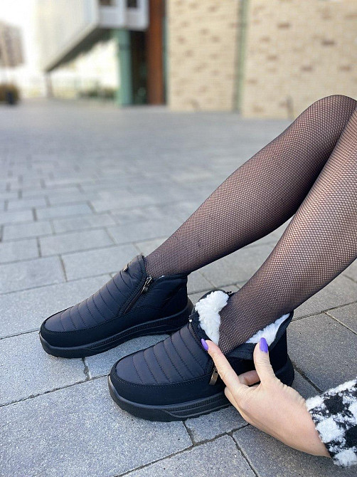 Прогресс Дутіки жіночі Progress чорні плащівка зимові (5301) Коломия - фото 5