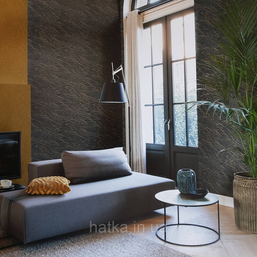 Шпалери вінілові на флізелін Rasch Factory 0.53х10,05 абстракція зріз каменю під мармур чорні золото 428964 Київ - фото 1