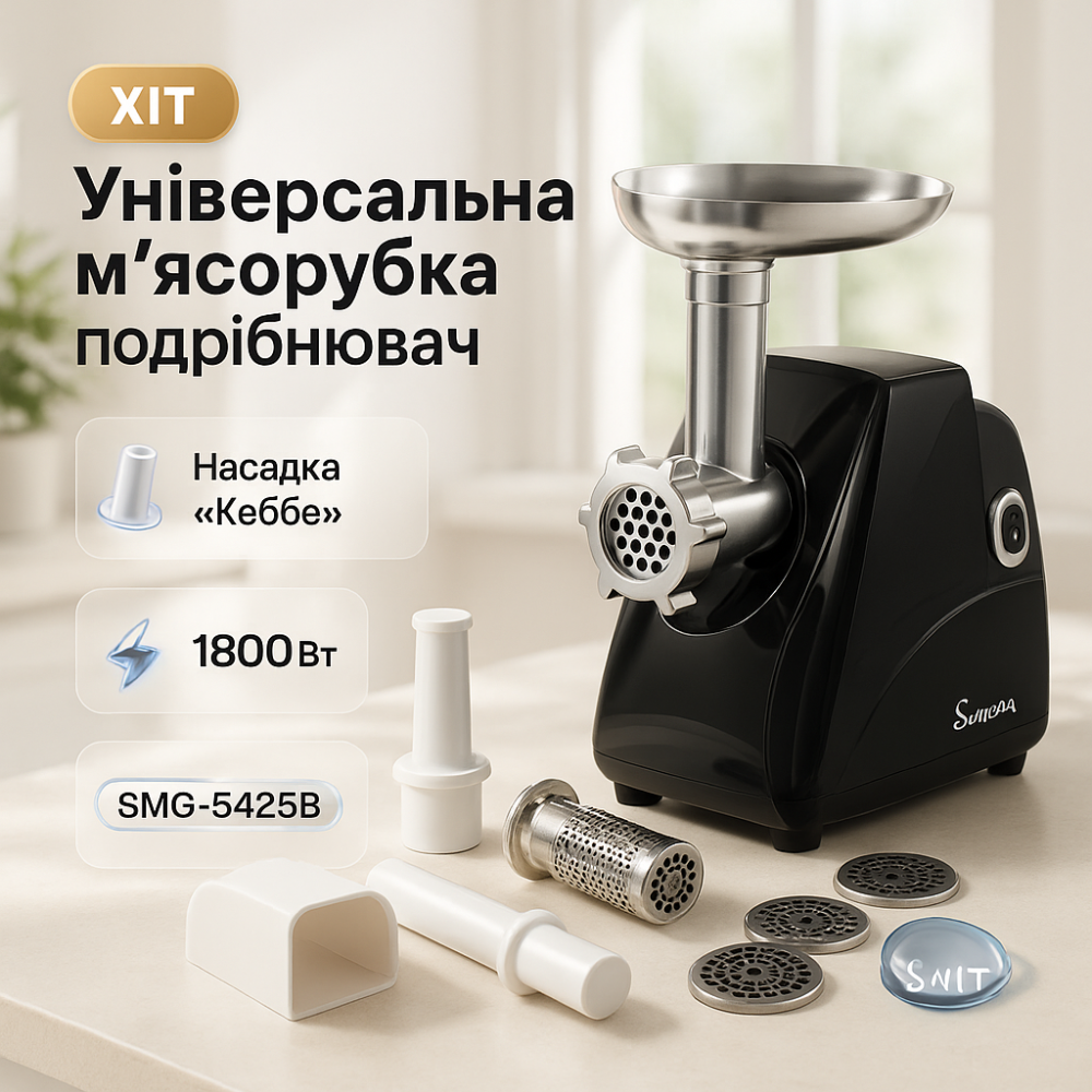 М'ясорубка з 4 насадками Suntera SMG-5425B, Електром'ясорубка соковижималка для томатів OE-64 Львів - фото 15