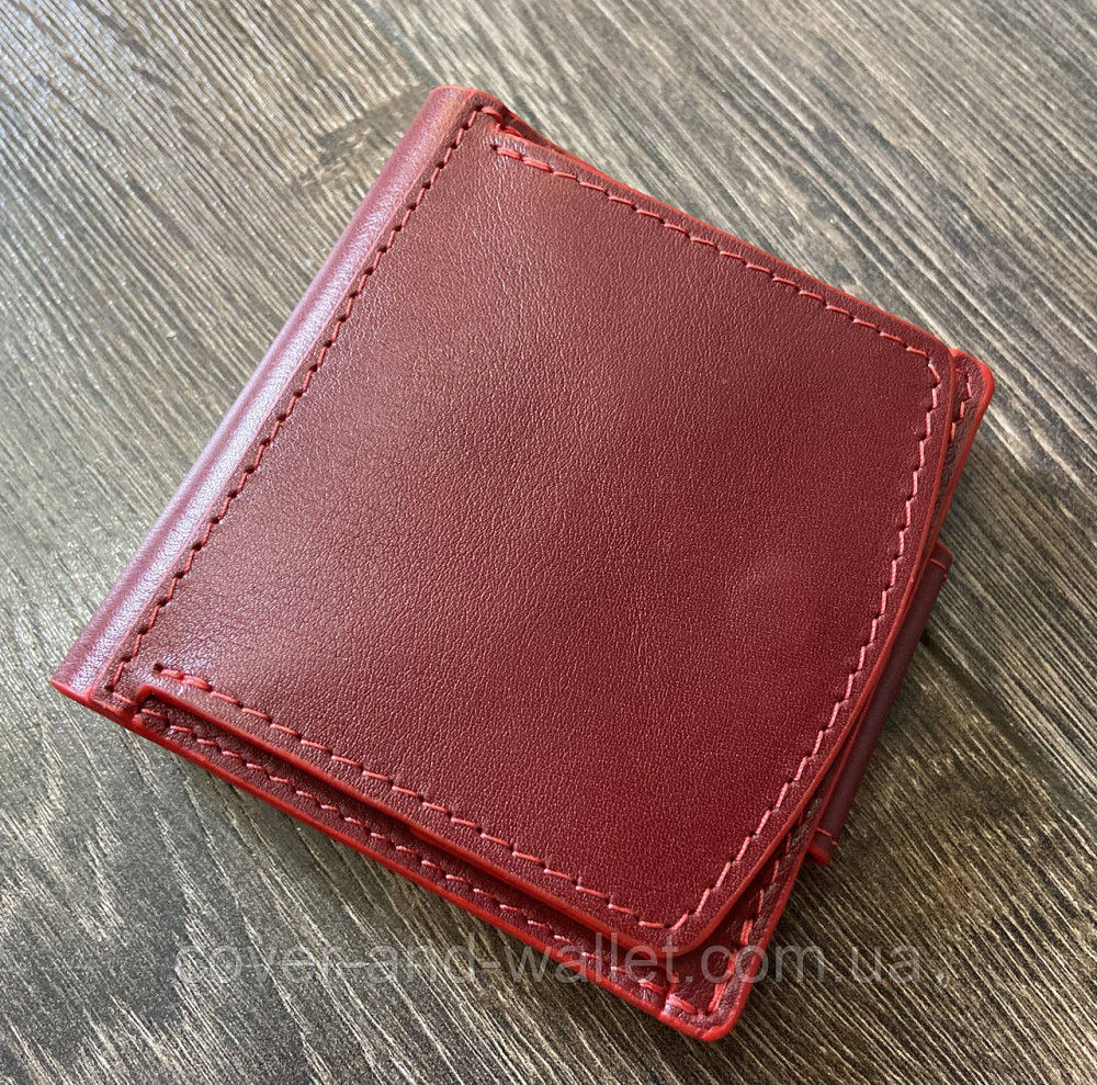 Невеликий жіночий гаманець бордового кольору з італійської шкіри Grande Pelle Київ - фото 5