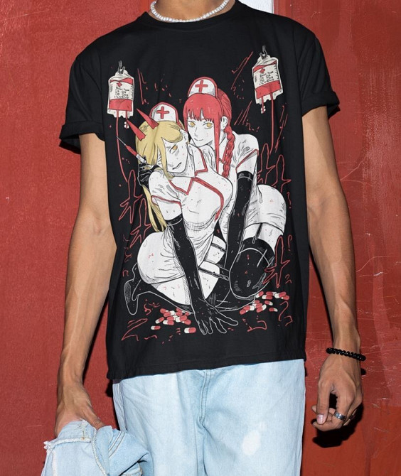 Футболка для хлопчика з аніме принтом Людина-бензопила оверсайз (зріст від 165 до 180) Чорний AnimeJ0820m Дніпро - фото 3