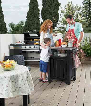 Стіл-буфет садовий для барбекю Keter UNITY, антрацит, 105 л Київ