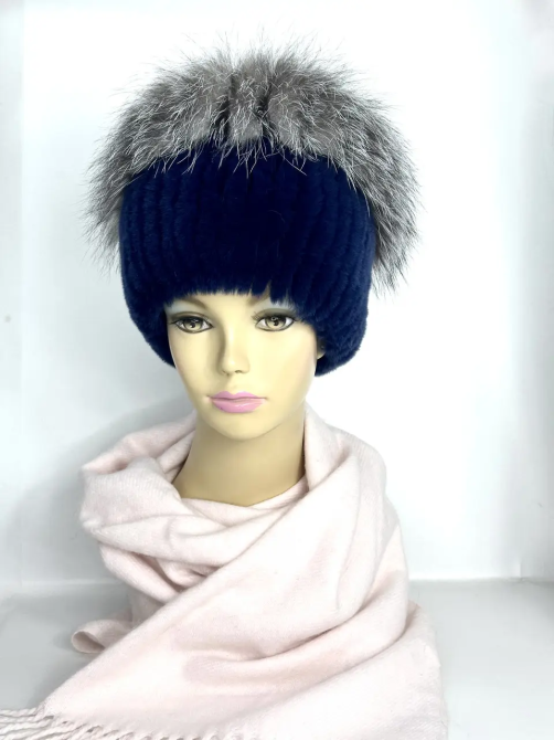 Шапка хутряна жіноча кубанка Мерлін Синій Харків - фото 7