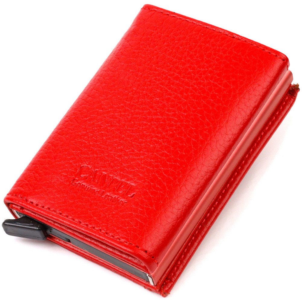 Женский картхолдер в три сложения с автоматическим механизмом из натуральной кожи флотар CANPELLINI 21933 Красный Киев - изображение 1
