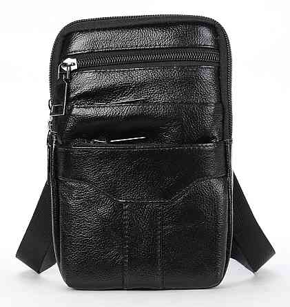 Невелика шкіряна поясна сумка Vintage 20359 Чорний Київ