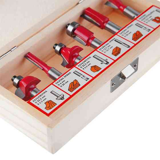 Набір фрез INTERTOOL HT-0072 кінцевих по деревині, 6 шт. - фрези для обробки дерева Львів