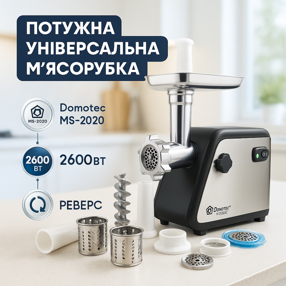 Потужна електром'ясорубка для м'яса Domotec, Універсальна м'ясорубка для кухні ’професійна CM-84 Львів - фото 18