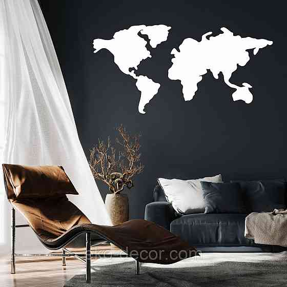 Декоративное настенное Панно «Карта», Декор на стену 90*44 см, Белый Киев