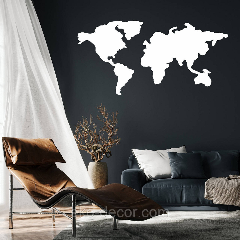 Декоративное настенное Панно «Карта», Декор на стену 90*44 см, Белый Киев - изображение 1