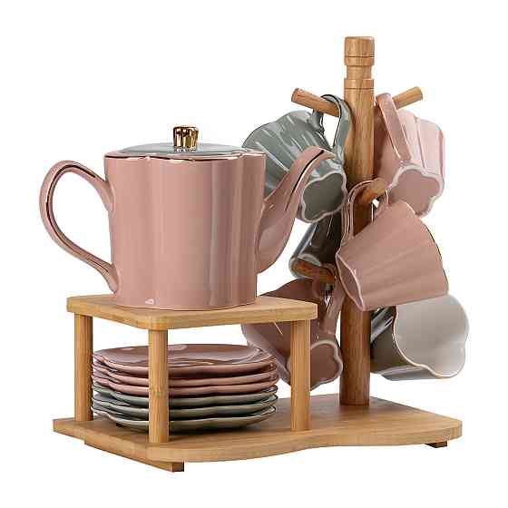 Чайний сервіз на 6 персон з бамбуковою підставкою HP-15-25 Київ