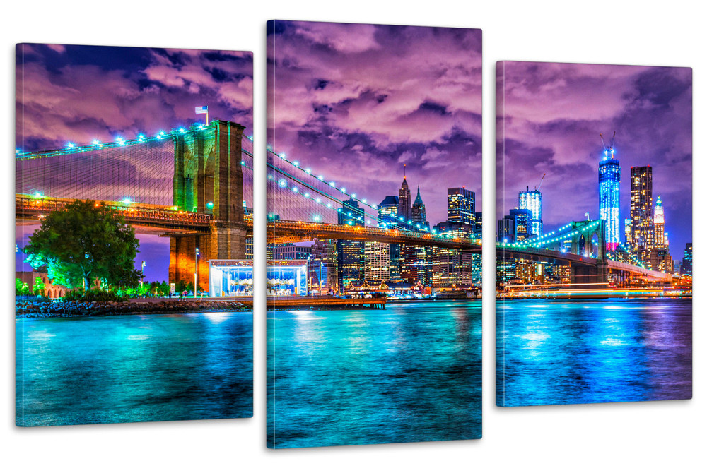 Модульная картина в гостиную / спальню  Манхетенський міст Нью-йорк  Art-653_3 70x130 см Киев - изображение 1