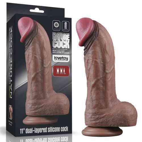 Фалоімітатор - Dual-Layered Silicone Cock 11" Brown Sex Aura Київ