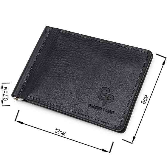 Мужской зажим для денег с монетницей GRANDE PELLE 11548 Черный Киев