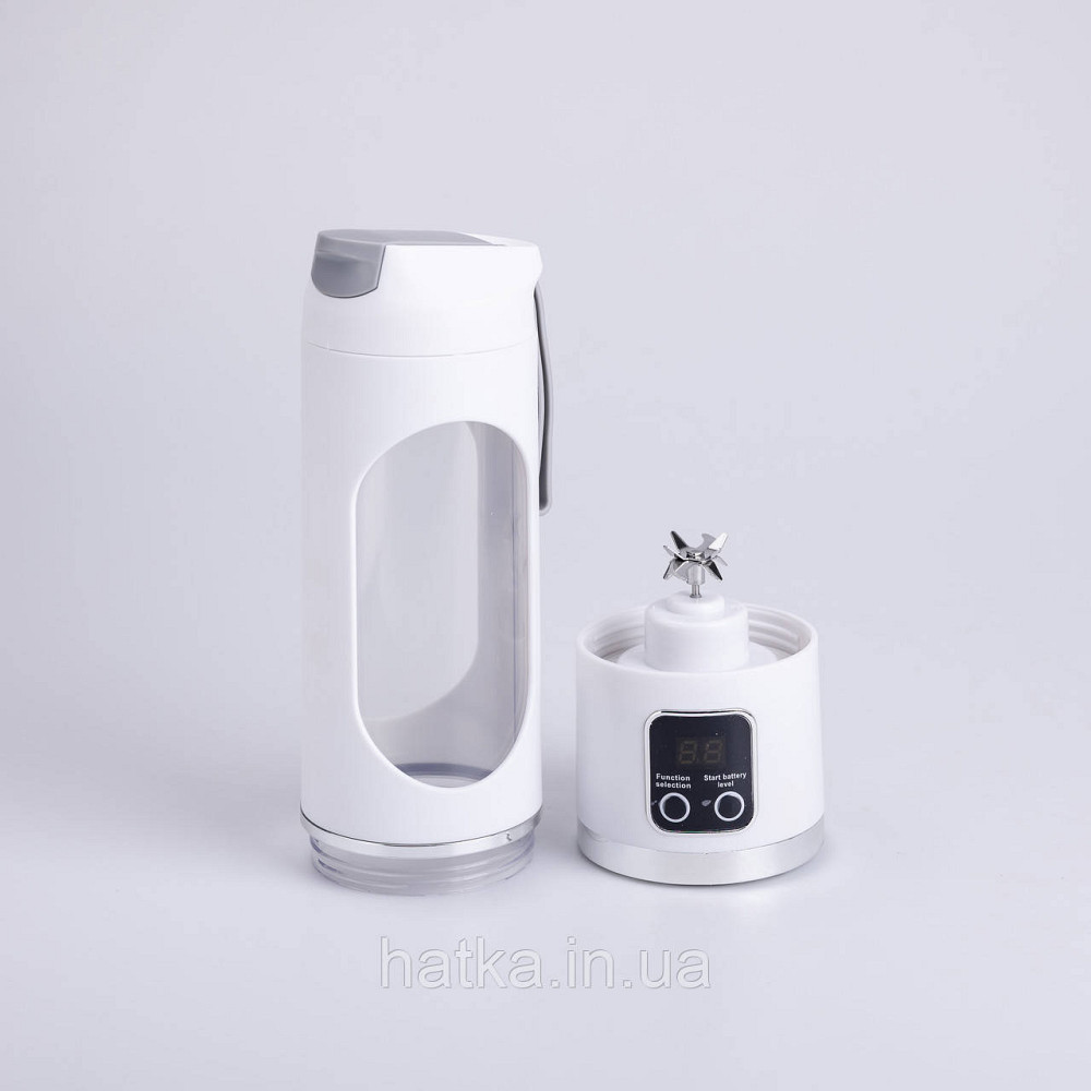 Портативний блендер для смузі на акумуляторі 450 мл блендер пляшка 25 Вт USB Білий Київ - фото 4