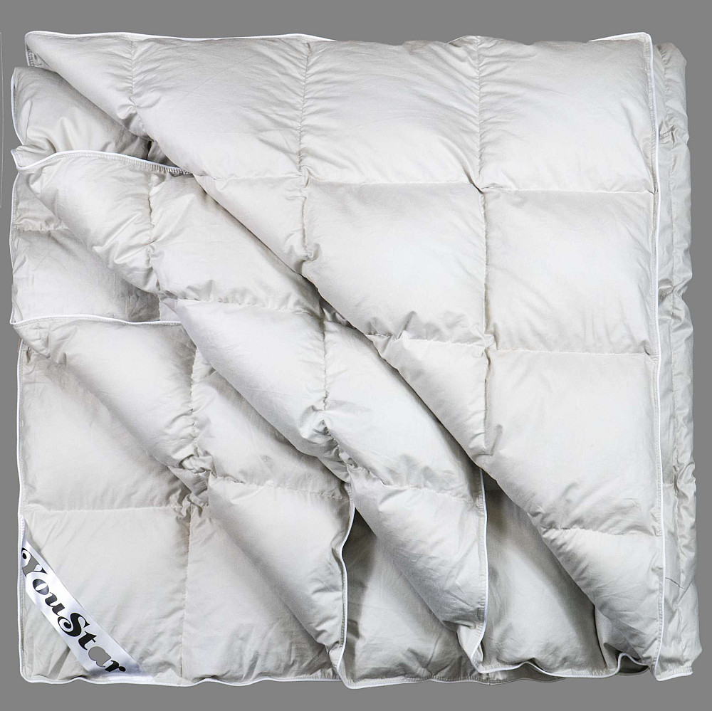 Эксклюзивное пуховое Двуспальное одеяло премиум качества YouStar 100% гусиный пух, Сатин, размер 175х205 см (Бежевый) Сумы - изображение 6