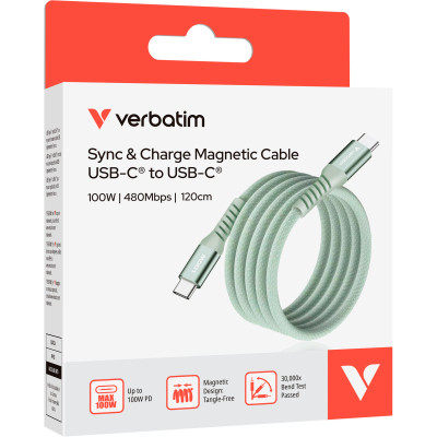 Дата кабель USB-C to USB-C 1.2m Magnetic 100W green Verbatim (31855) Вінниця - фото 3