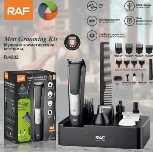 Электробритва RAF R4202 роторная аккумуляторная с триммером, сухое бритье, USB зарядка, 3 головки, черная Одесса - изображение 7