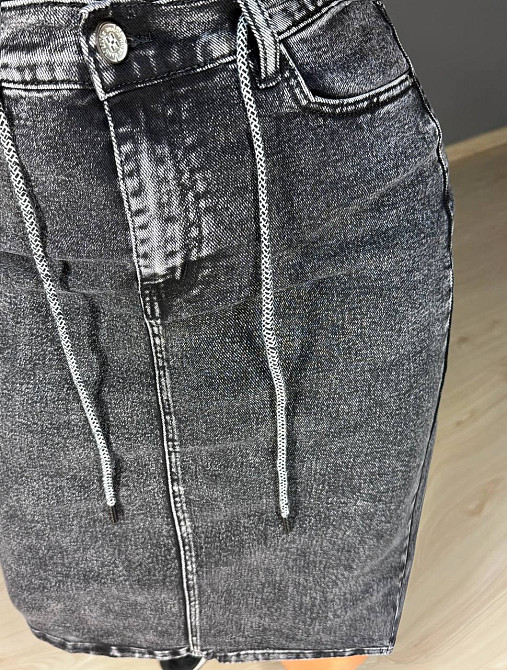 Спідниця жіноча джинсова Vanver 82038 резинка шнурок з розрізом варена міді чорна, чорний, З4, 34, 95 см, 118 см Київ - фото 16