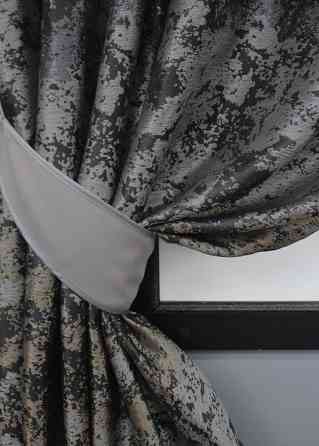 Комплект коротких штор VR-Textil Мармур Al-7 № 1461ш Сірий з чорним і какао 140х170 см 2 шт (35-0278) Київ