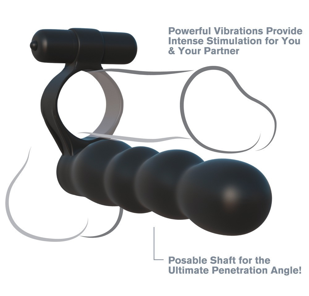 Насадка на член для подвійного проникнення з віброкільцем Posable Partner Double Penetrator Sex Aura Київ - фото 7
