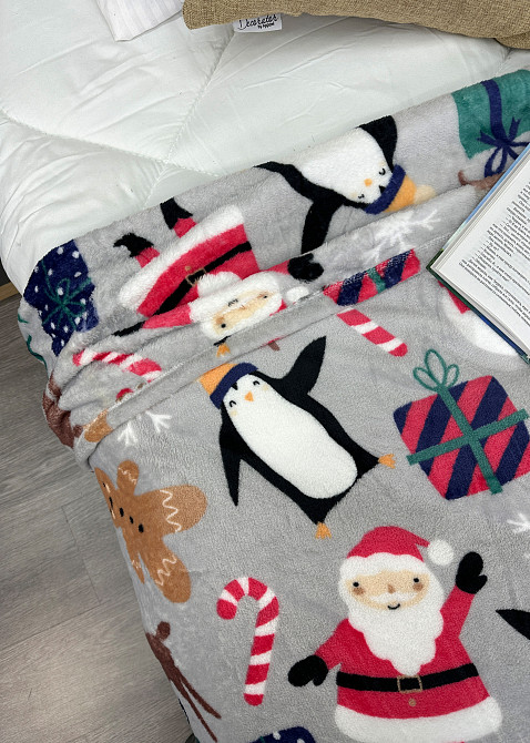 Плед-покривало Decorator WellSoft 200х220 см з різдвяним принтом Сірий (87-286) Київ - фото 2