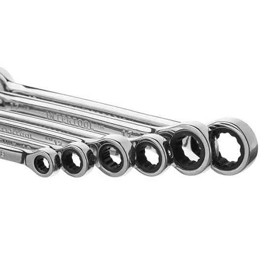 Ключі INTERTOOL Cr-V з тріскачкою 6 од.: 8-19 мм (8-10-12-13-17-19) - комбіновані ключі для професіоналів Львів