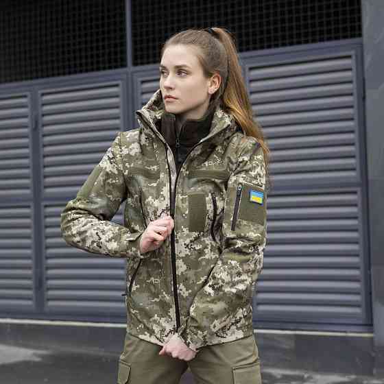 Демісезонна жіноча куртка піксель Pobedov Motive Військова Київ