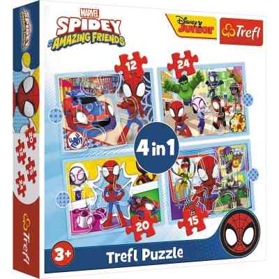 Пазл Trefl Spiderman Команда Спайда 4 in 1 (12, 15, 20, 24) элемента (5900511346114) Винница
