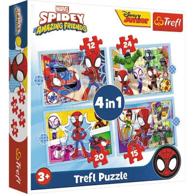 Пазл Trefl Spiderman Команда Спайда 4 in 1 (12, 15, 20, 24) элемента (5900511346114) Винница - изображение 1