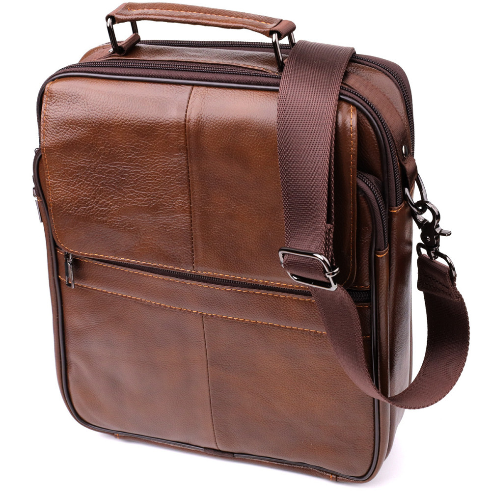 Сумка для чоловіків з ручкою для перенесення в руці з натуральної шкіри Коричневий (Vintage) Київ - фото 11