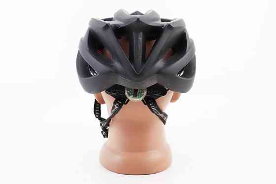 Шолом велосипедний L+ліхтар задній, знімний козирок, 19 вент. отворів, чорний матовий Київ