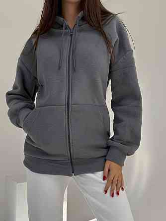 Жіноча тепла флісова кофта на змійці щільний двосторонній фліс Графіт, 46/48 Одеса