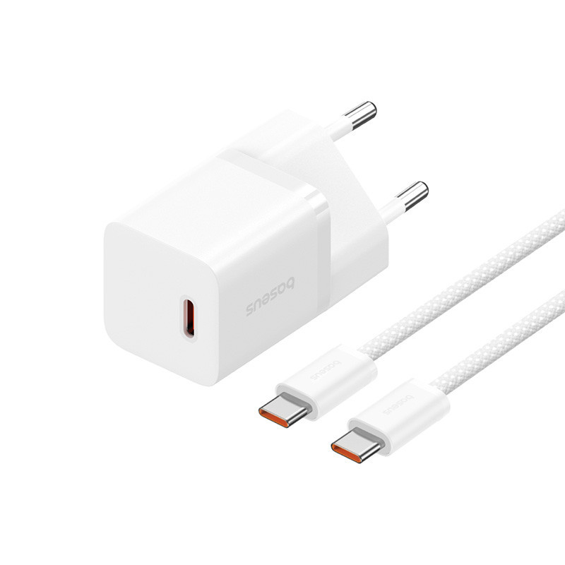 Мережевий зарядний пристрій з кабелем Baseus GaN5 Fast Charger(mini) 1C 30W EU Moon White(With: Fast Charging Одеса - фото 1