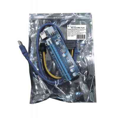 Райзер PCI-E x1 to 16x 60cm USB 3.0 Cable SATA to 6Pin Power v.006C Dynamode (RX-riser-006c 6 pin) Вінниця