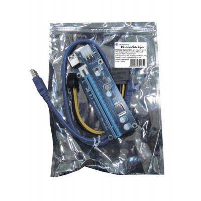 Райзер PCI-E x1 to 16x 60cm USB 3.0 Cable SATA to 6Pin Power v.006C Dynamode (RX-riser-006c 6 pin) Вінниця - фото 6