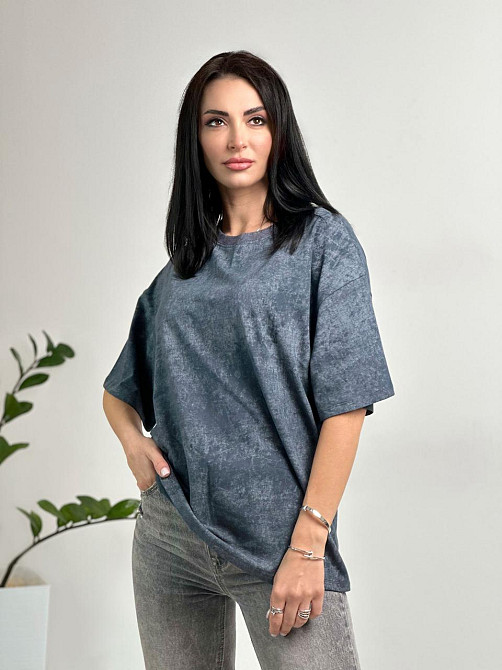 Базова футболка тай-дай "Simple" (Турція) оптом | Батал 50-52, Графіт Київ - фото 1