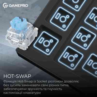 Клавиатура GamePro Asgard Valhalla Pro MK160B-D-Pro Rainy Switch Wireless/Bluetooth/USB UA Black (MK160B-D-Pro) Винница