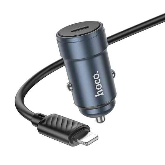 Автомобільний зарядний пристрій HOCO Z57 Glorious single-port PD30W car charger set (C to iP) Metal Gray Одеса