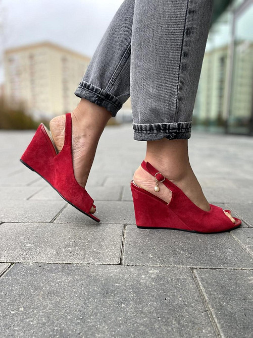 Vesna Босоніжки жіночі VESNA 9325 червоні (літо, замша натуральна) (919) 38р.39р. Коломия - фото 5