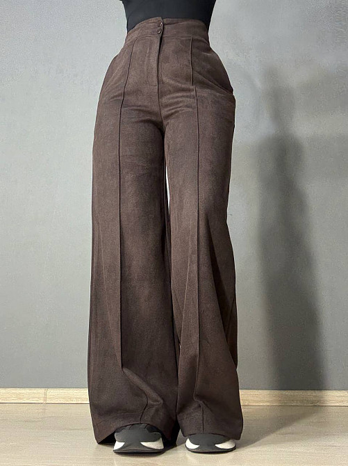 Брюки женские Gritana 234 палаццо под замшу коричневые, коричневый, L Киев - изображение 1