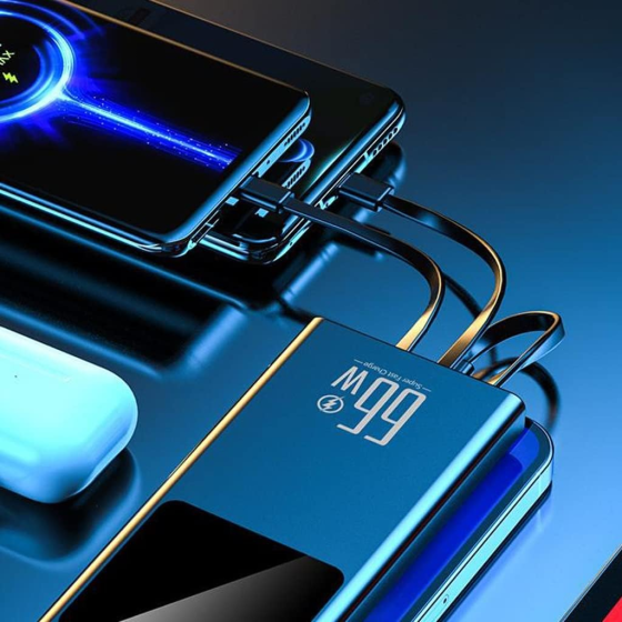 Витринный образец Power Bank VNBBT 10000 мАч 66 Вт, 6 выходов, встроенные кабели, USB-C, LED-дисплей Киев