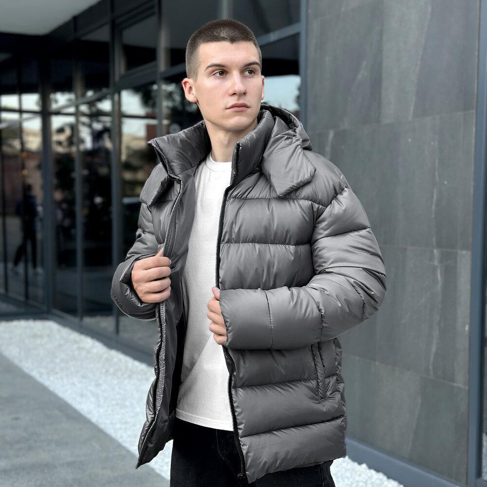 Чоловіча зимова куртка Пуховик Pobedov Snowfall Тепла з капюшоном зима темно-сіра Одеса - фото 2