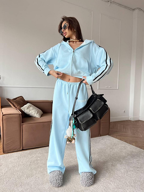 Женский спортивный оверсайз костюм двойка: кофта и штаны с лампасами Одесса - изображение 2