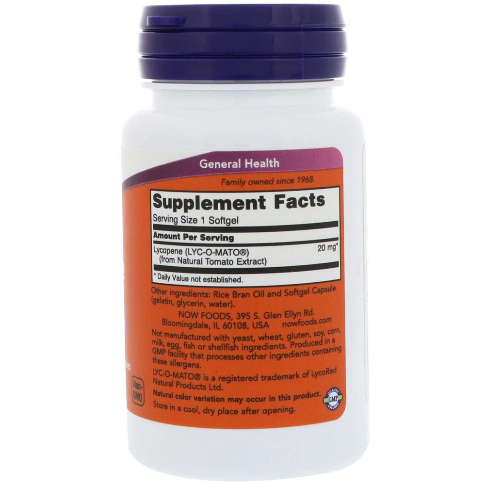 Лікопін Now Foods Lycopene 20 мг 50 гел капс Київ - фото 2