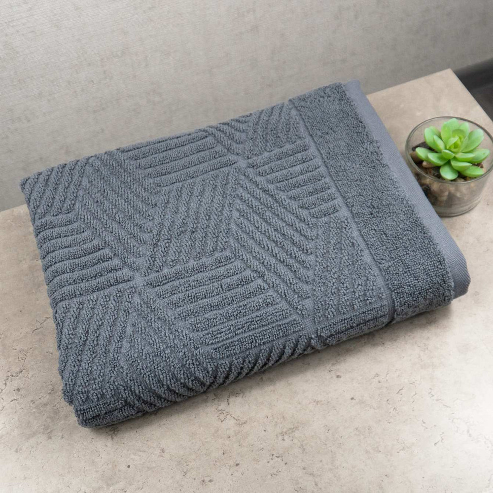 Комплект махровых полотенец Уельс 3шт GM Textile 40х70см, 50х90см, 70х140см 500г/м2 (Темно-Серый) Сумы - изображение 7