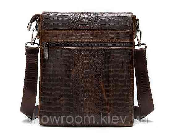 Чоловічі шкіряні сумки під рептилію Leather Collection (8857) brown Київ