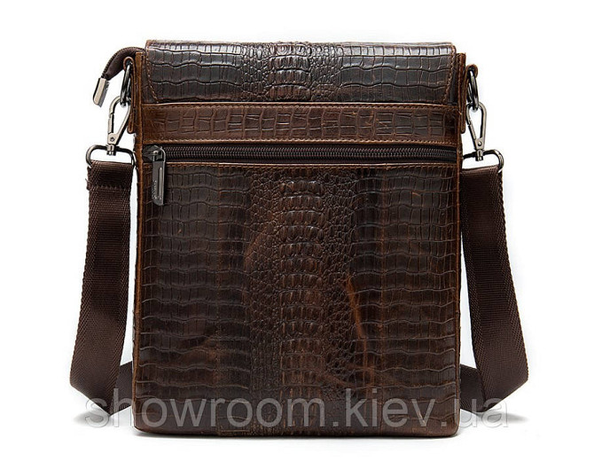 Чоловічі шкіряні сумки під рептилію Leather Collection (8857) brown Київ - фото 6