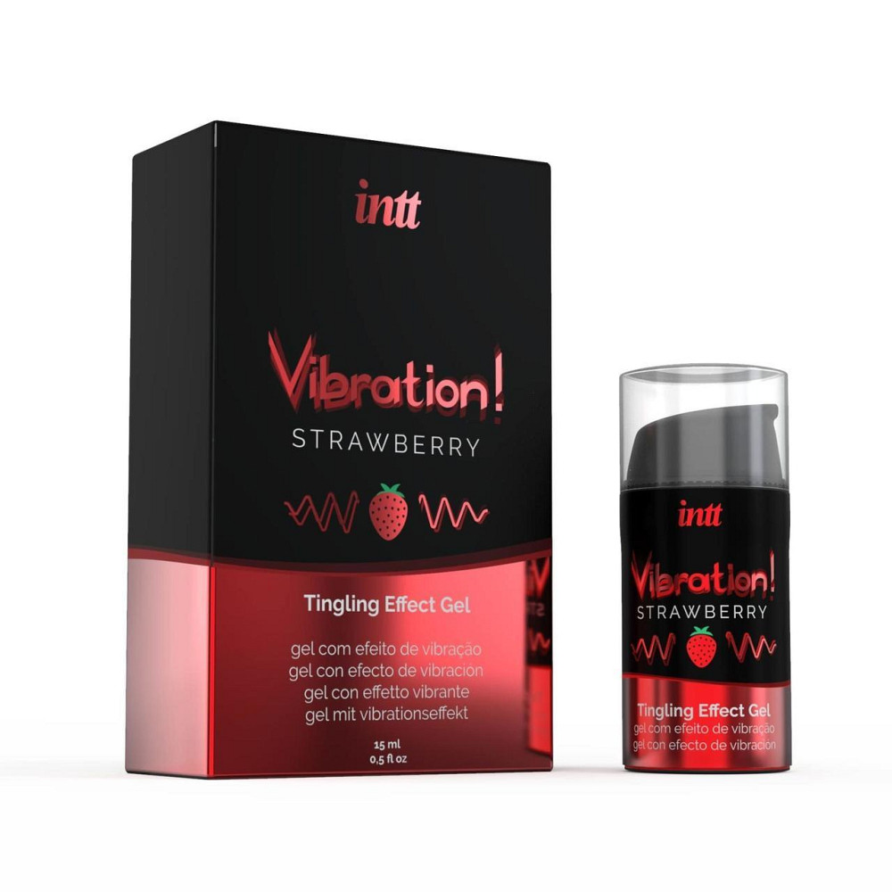 Жидкий вибратор Intt Vibration Strawberry (15 мл), густой гель, очень вкусный, действует до 30 минут Sex Aura Киев - изображение 1