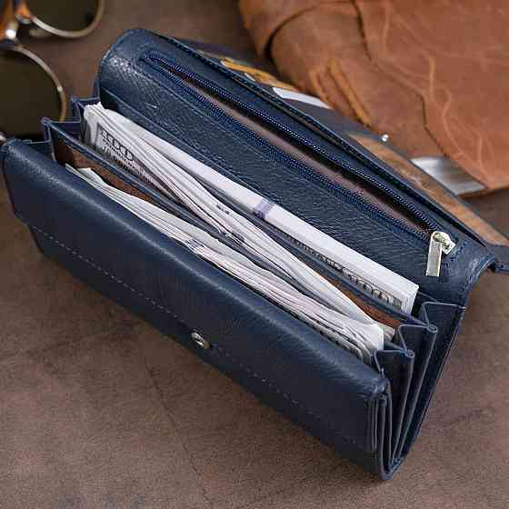 Кошелек кожаный в два сложения женский ST Leather 19291 Синий Киев